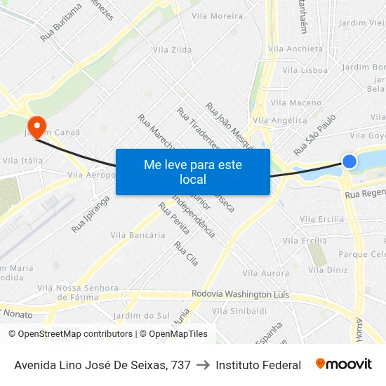 Avenida Lino José De Seixas, 737 to Instituto Federal map