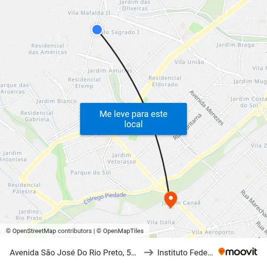 Avenida São José Do Rio Preto, 5280 to Instituto Federal map