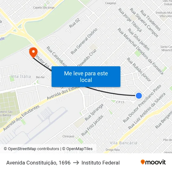 Avenida Constituição, 1696 to Instituto Federal map