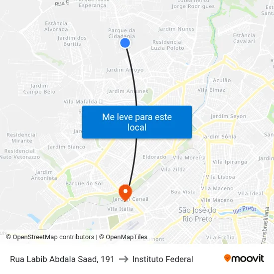 Rua Labib Abdala Saad, 191 to Instituto Federal map