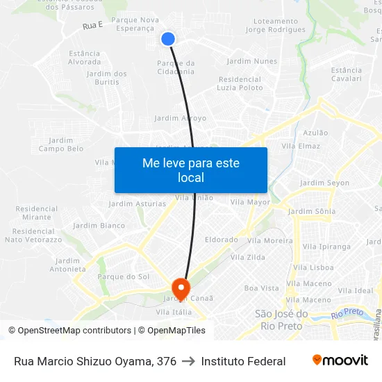 Rua Marcio Shizuo Oyama, 376 to Instituto Federal map