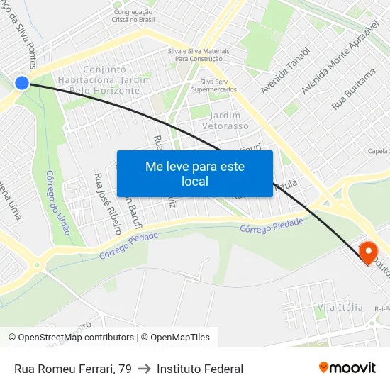 Rua Romeu Ferrari, 79 to Instituto Federal map