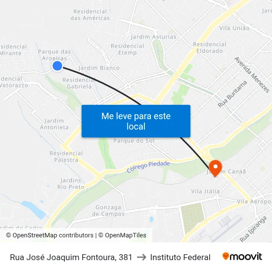 Rua José Joaquim Fontoura, 381 to Instituto Federal map