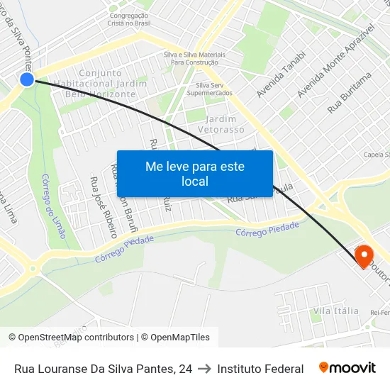 Rua Louranse Da Silva Pantes, 24 to Instituto Federal map