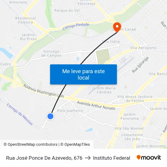 Rua José Ponce De Azevedo, 676 to Instituto Federal map