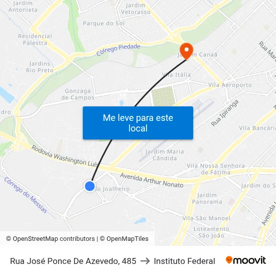 Rua José Ponce De Azevedo, 485 to Instituto Federal map