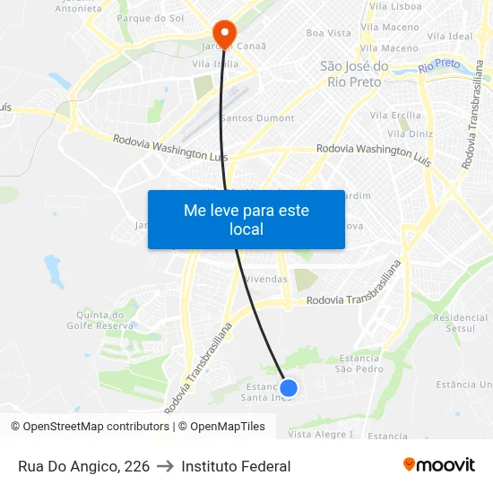 Rua Do Angico, 226 to Instituto Federal map