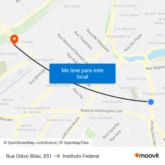 Rua Olávo Bilac, 851 to Instituto Federal map