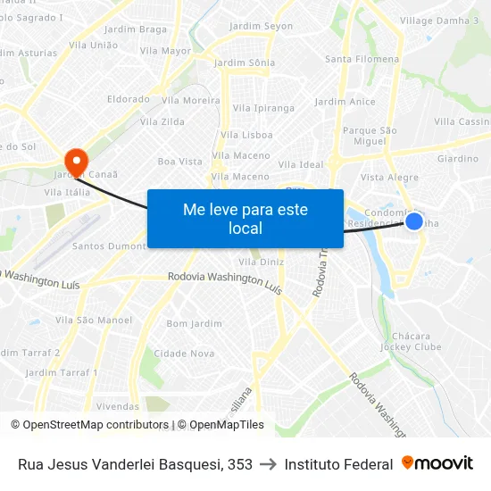 Rua Jesus Vanderlei Basquesi, 353 to Instituto Federal map