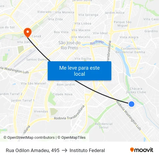 Rua Odilon Amadeu, 495 to Instituto Federal map