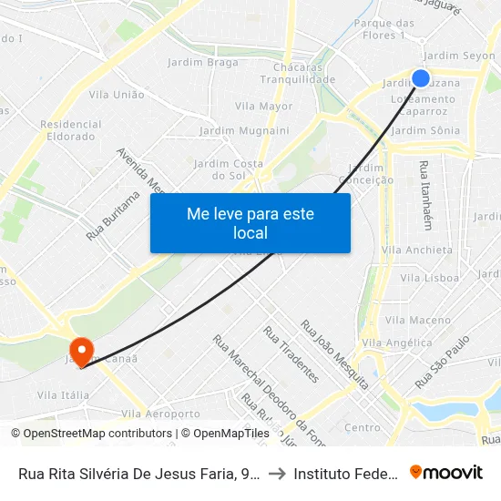 Rua Rita Silvéria De Jesus Faria, 991 to Instituto Federal map