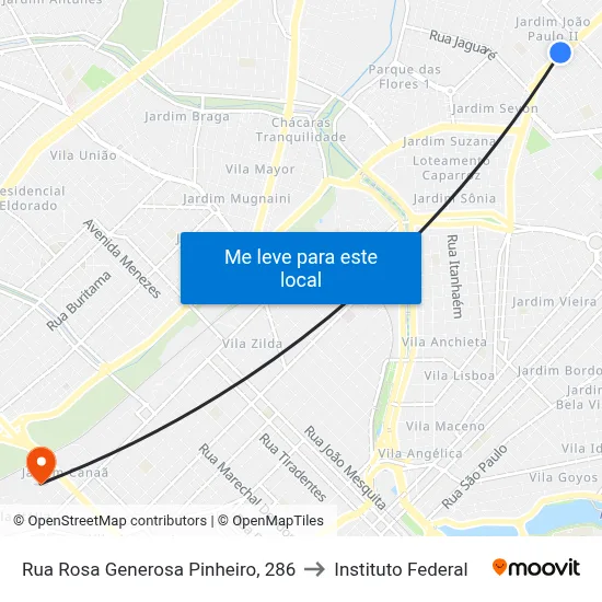 Rua Rosa Generosa Pinheiro, 286 to Instituto Federal map