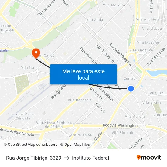 Rua Jorge Tibiriçá, 3329 to Instituto Federal map