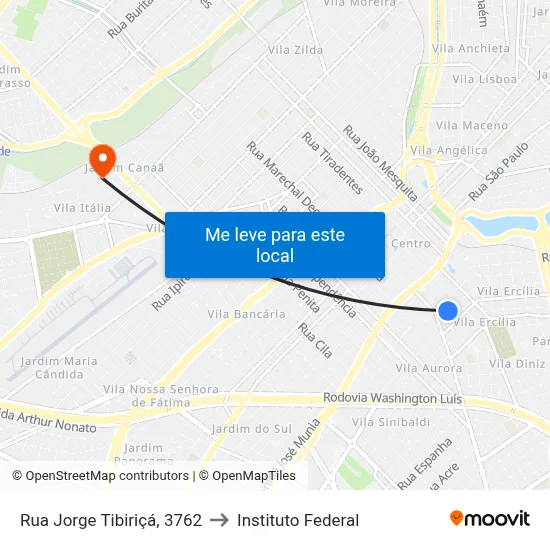 Rua Jorge Tibiriçá, 3762 to Instituto Federal map