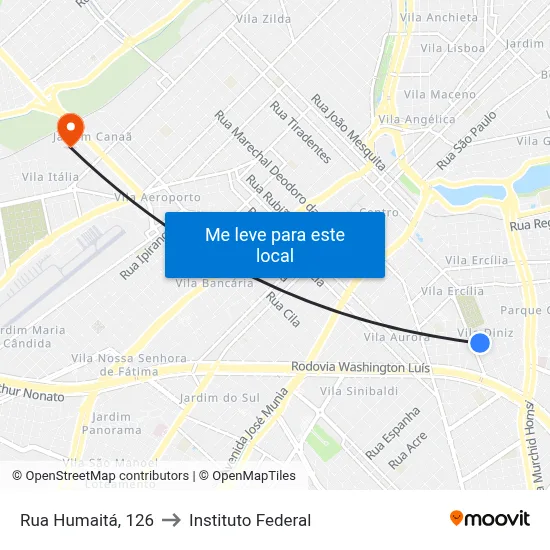 Rua Humaitá, 126 to Instituto Federal map
