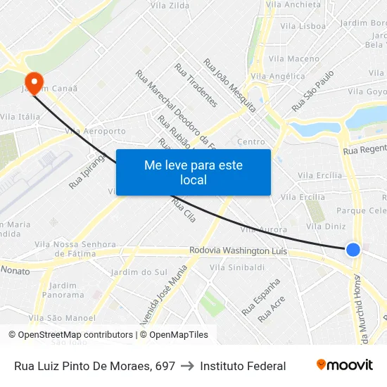 Rua Luiz Pinto De Moraes, 697 to Instituto Federal map