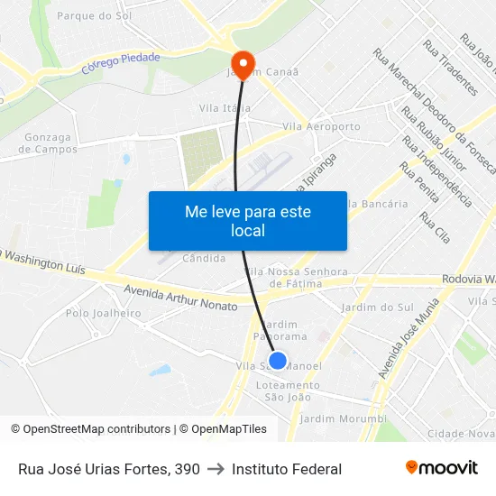 Rua José Urias Fortes, 390 to Instituto Federal map