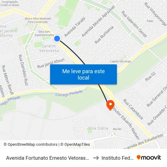 Avenida Fortunato Ernesto Vetorasso, 880 to Instituto Federal map