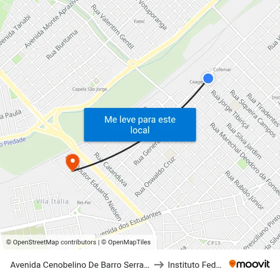 Avenida Cenobelino De Barro Serra, 929 to Instituto Federal map