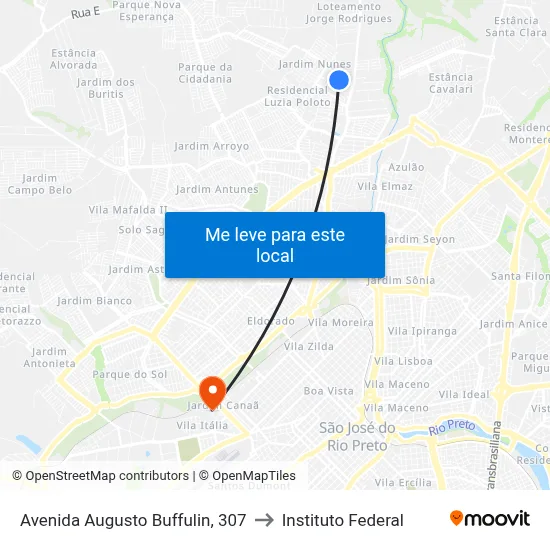 Avenida Augusto Buffulin, 307 to Instituto Federal map
