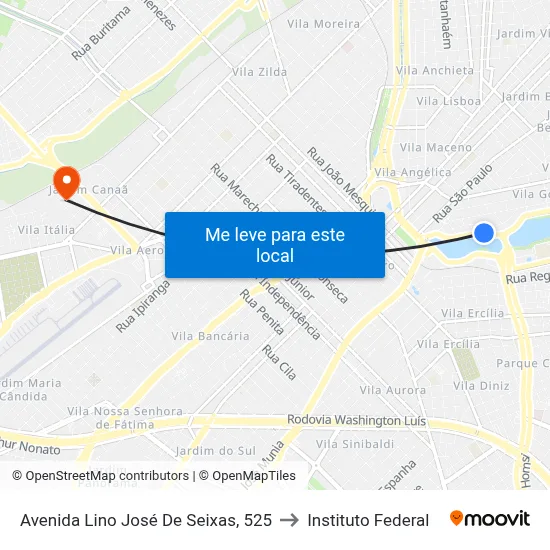 Avenida Lino José De Seixas, 525 to Instituto Federal map