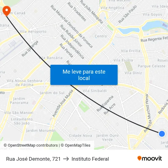 Rua José Demonte, 721 to Instituto Federal map