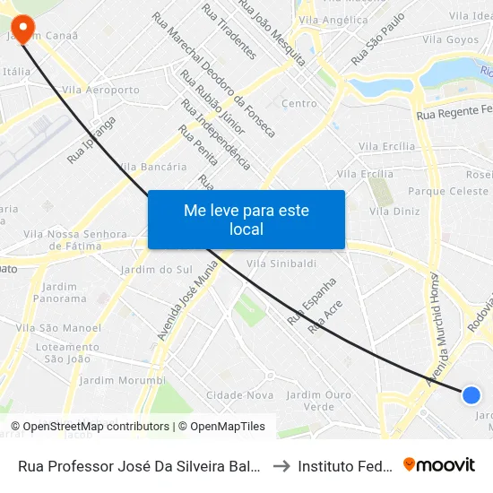 Rua Professor José Da Silveira Baldi, 723 to Instituto Federal map