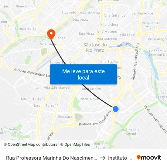 Rua Professora Marinha Do Nascimento Bednarski, 1434 to Instituto Federal map