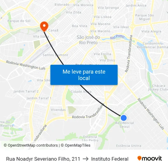 Rua Noadyr Severiano Filho, 211 to Instituto Federal map