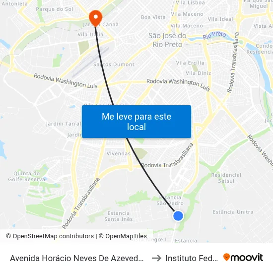 Avenida Horácio Neves De Azevedo, 2051 to Instituto Federal map