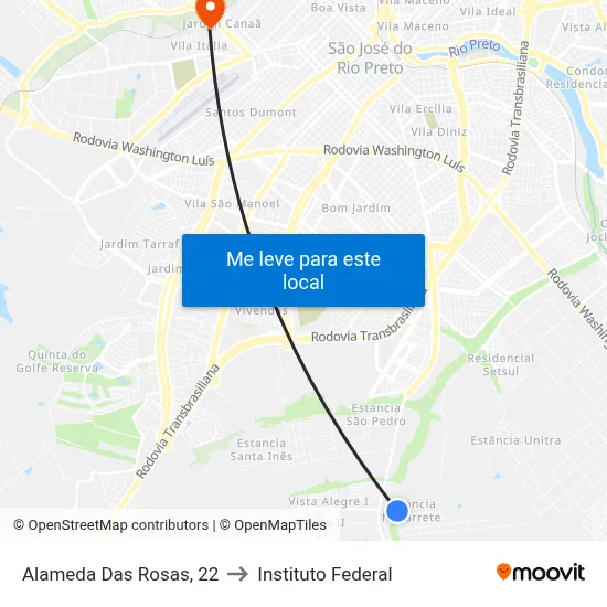 Alameda Das Rosas, 22 to Instituto Federal map