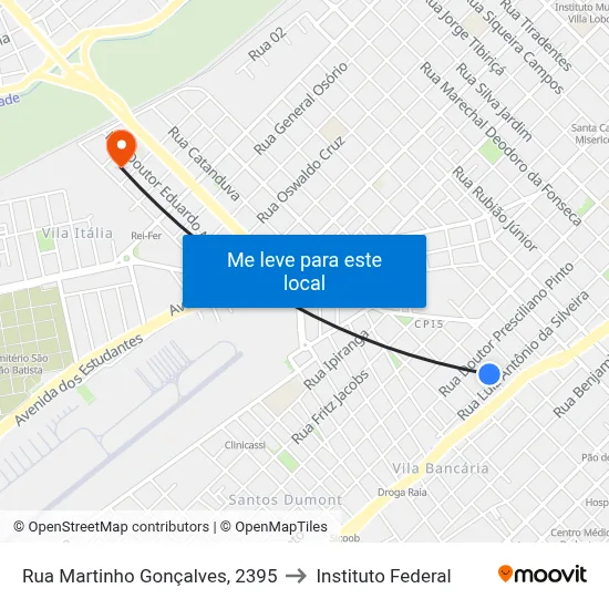 Rua Martinho Gonçalves, 2395 to Instituto Federal map