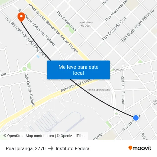 Rua Ipiranga, 2770 to Instituto Federal map