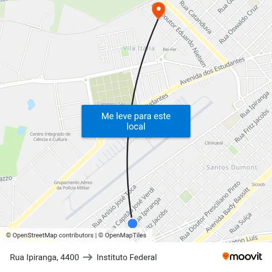 Rua Ipiranga, 4400 to Instituto Federal map
