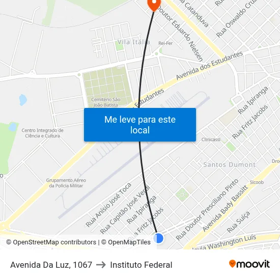 Avenida Da Luz, 1067 to Instituto Federal map