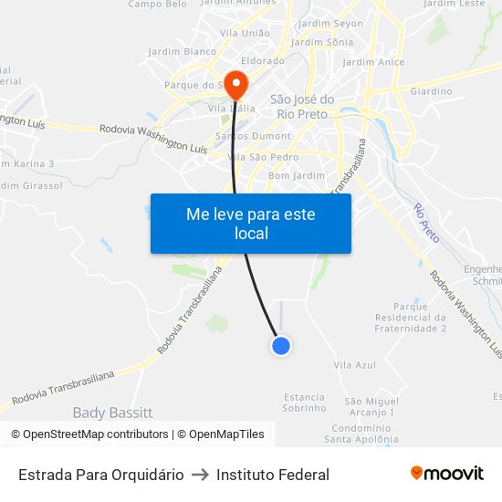 Estrada Para Orquidário to Instituto Federal map