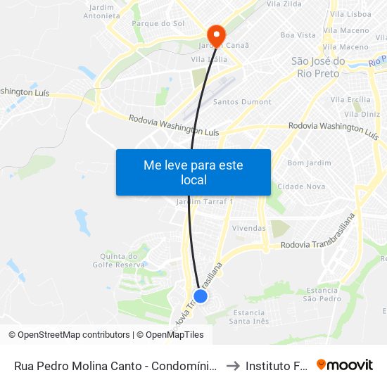 Rua Pedro Molina Canto - Condomínio La Montagne to Instituto Federal map