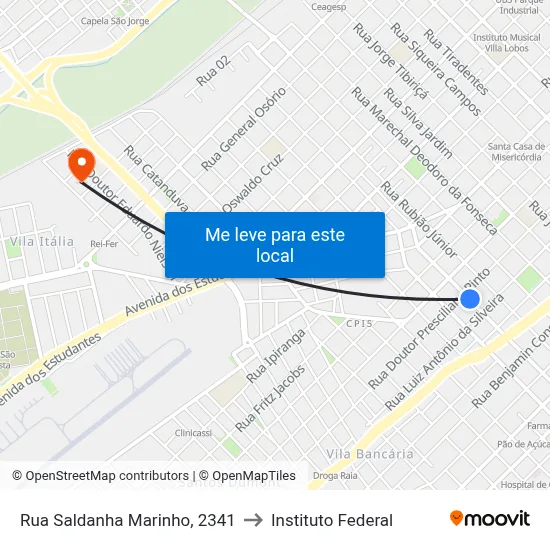Rua Saldanha Marinho, 2341 to Instituto Federal map