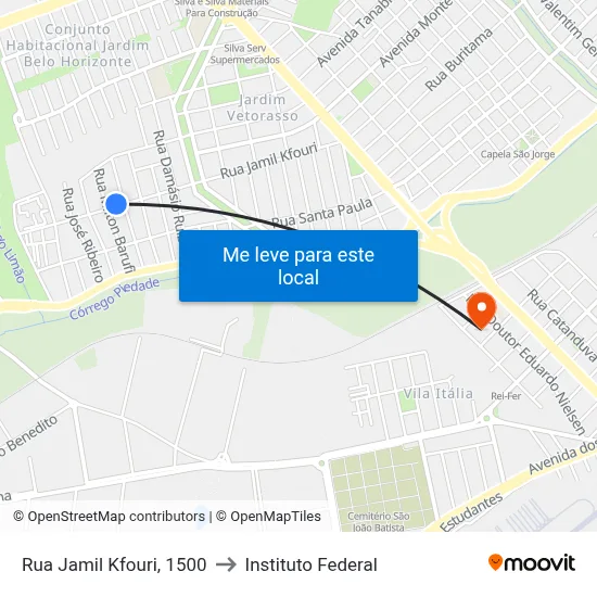 Rua Jamil Kfouri, 1500 to Instituto Federal map