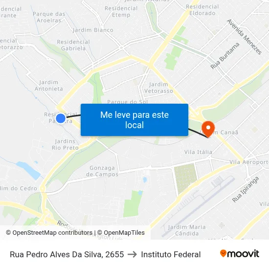Rua Pedro Alves Da Silva, 2655 to Instituto Federal map