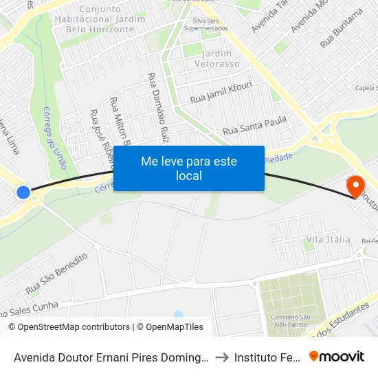 Avenida Doutor Ernani Pires Domingues, 6550 to Instituto Federal map