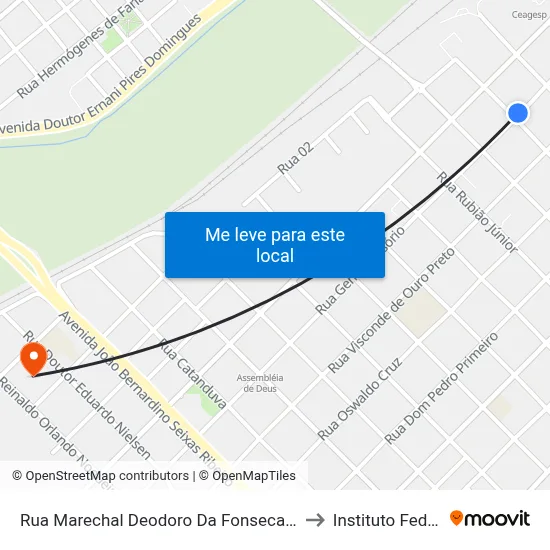 Rua Marechal Deodoro Da Fonseca, 1095 to Instituto Federal map