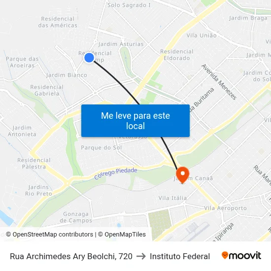 Rua Archimedes Ary Beolchi, 720 to Instituto Federal map