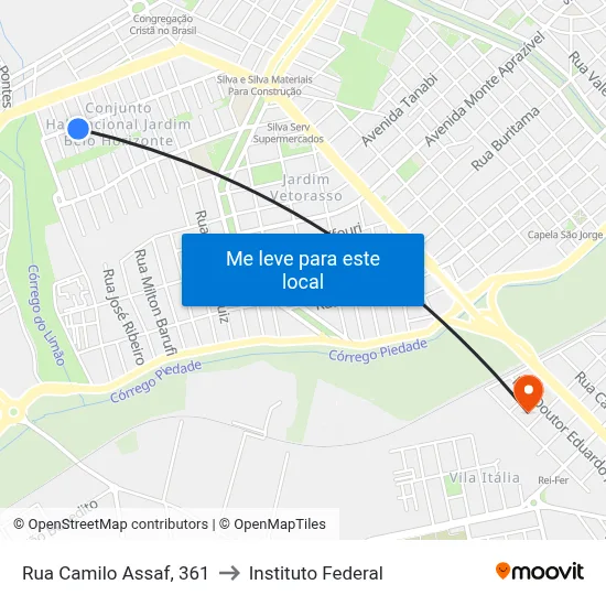 Rua Camilo Assaf, 361 to Instituto Federal map