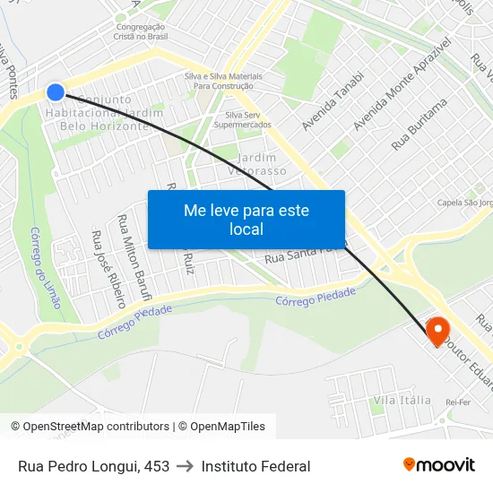 Rua Pedro Longui, 453 to Instituto Federal map