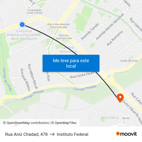 Rua Aniz Chadad, 478 to Instituto Federal map