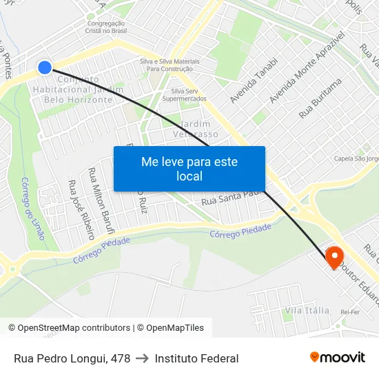 Rua Pedro Longui, 478 to Instituto Federal map