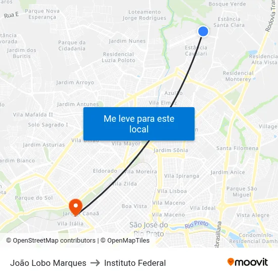 João Lobo Marques to Instituto Federal map