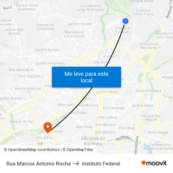 Rua Marcos Antonio Rocha to Instituto Federal map