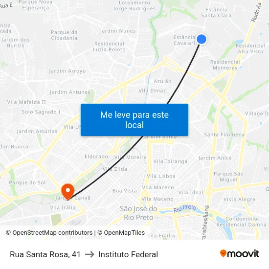 Rua Santa Rosa, 41 to Instituto Federal map
